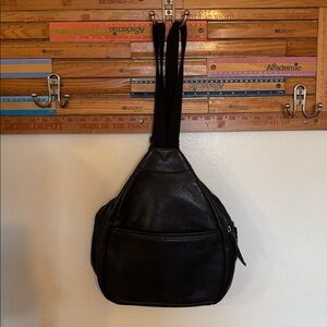 Elegant Black Leather Women's Backpack